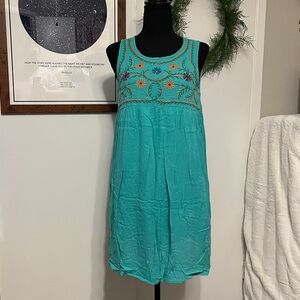Indigo Soul Embroidered Floral Tank Dress | Size Small